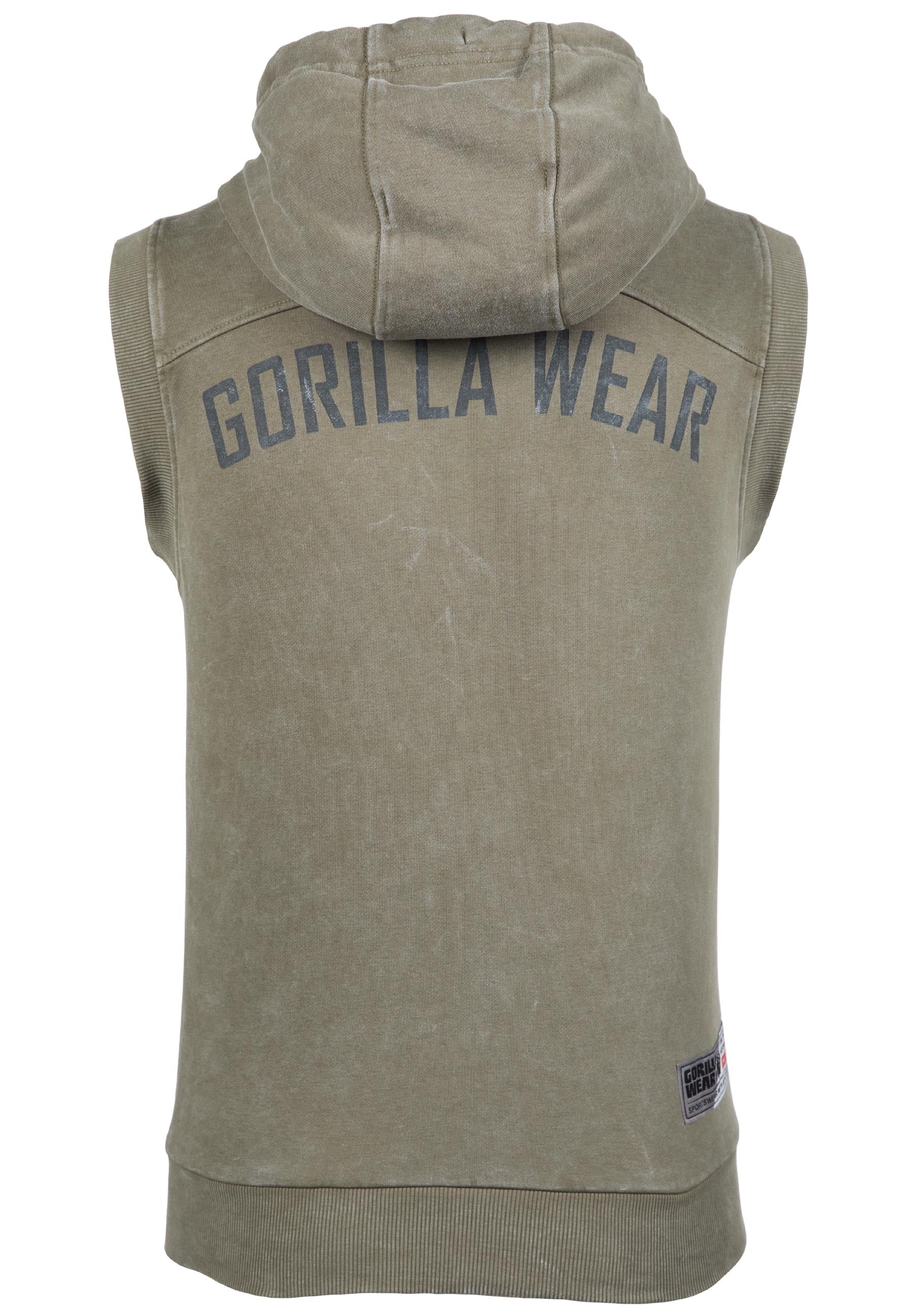 Gorilla Wear Silverdale Sweat à Capuche Sans Manche - Vert Armée