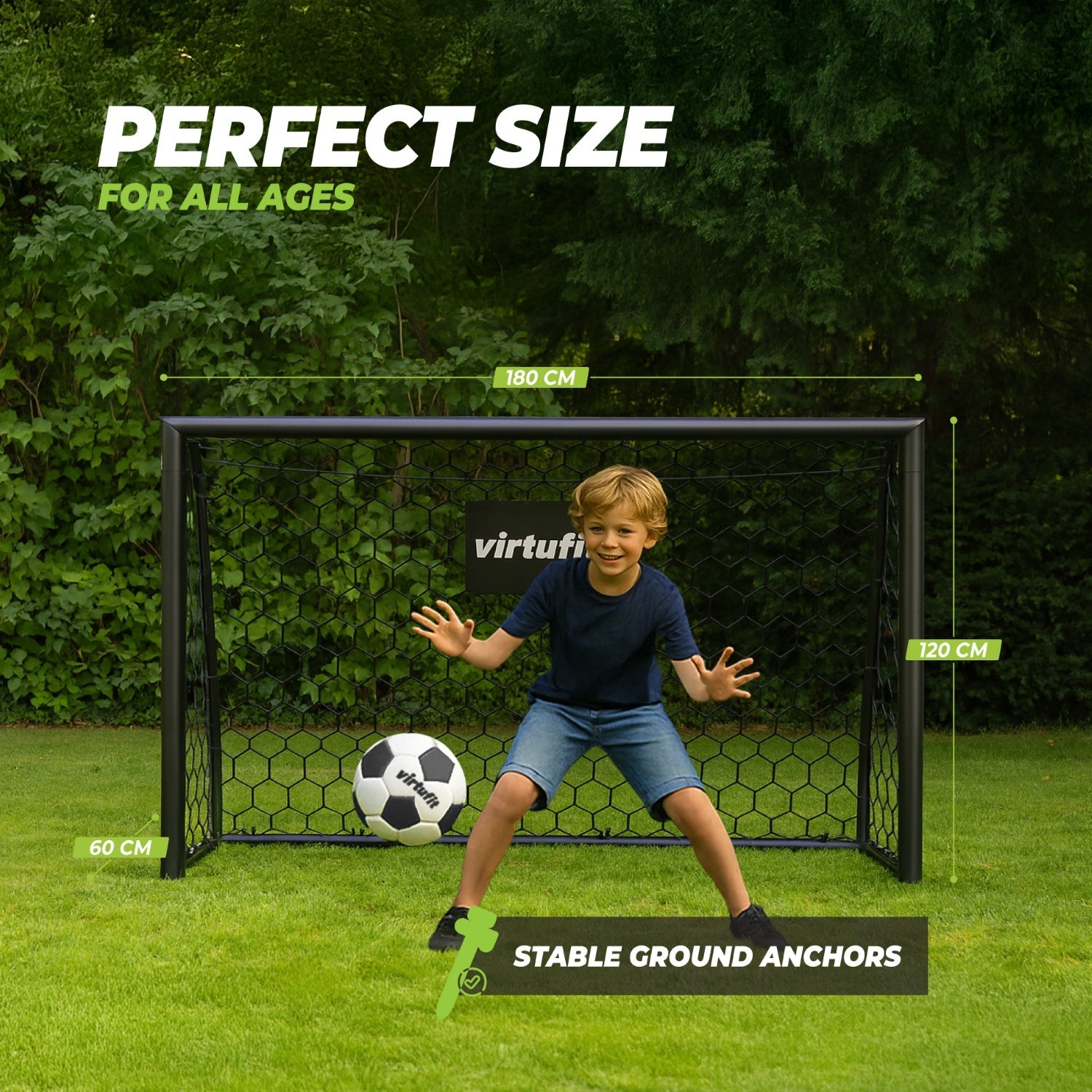VirtuFit Football Goal Premium - But de football très résistant - 180x120x60