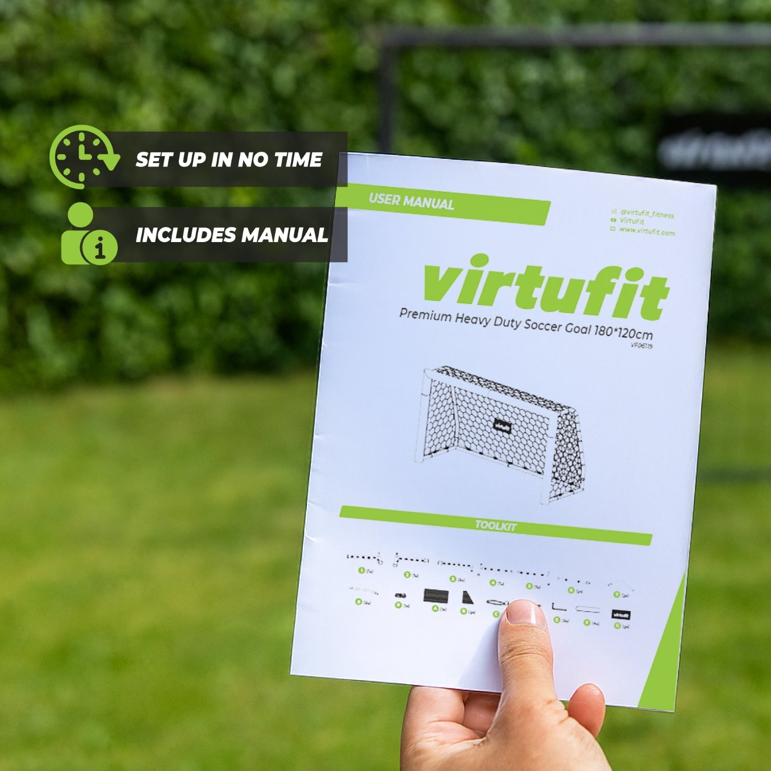VirtuFit Football Goal Premium - But de football très résistant - 180x120x60
