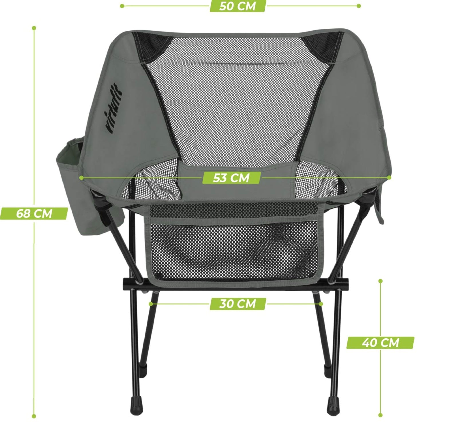 VirtuFit Camping Chair Compact - Chaise de plage - Gris