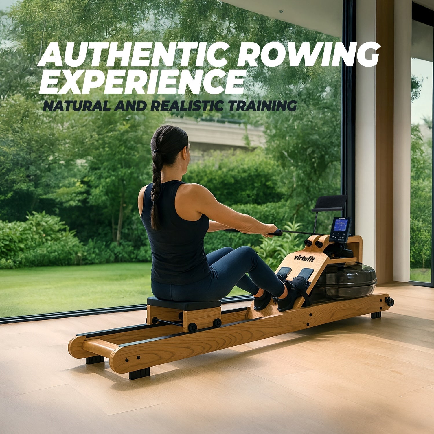VirtuFit Elite Water Resistance Houten Roeitrainer - Hout/Oak