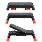 HMS Step de Fitness Réglable Pro - Stepper d'Aérobic - Noir/Orange