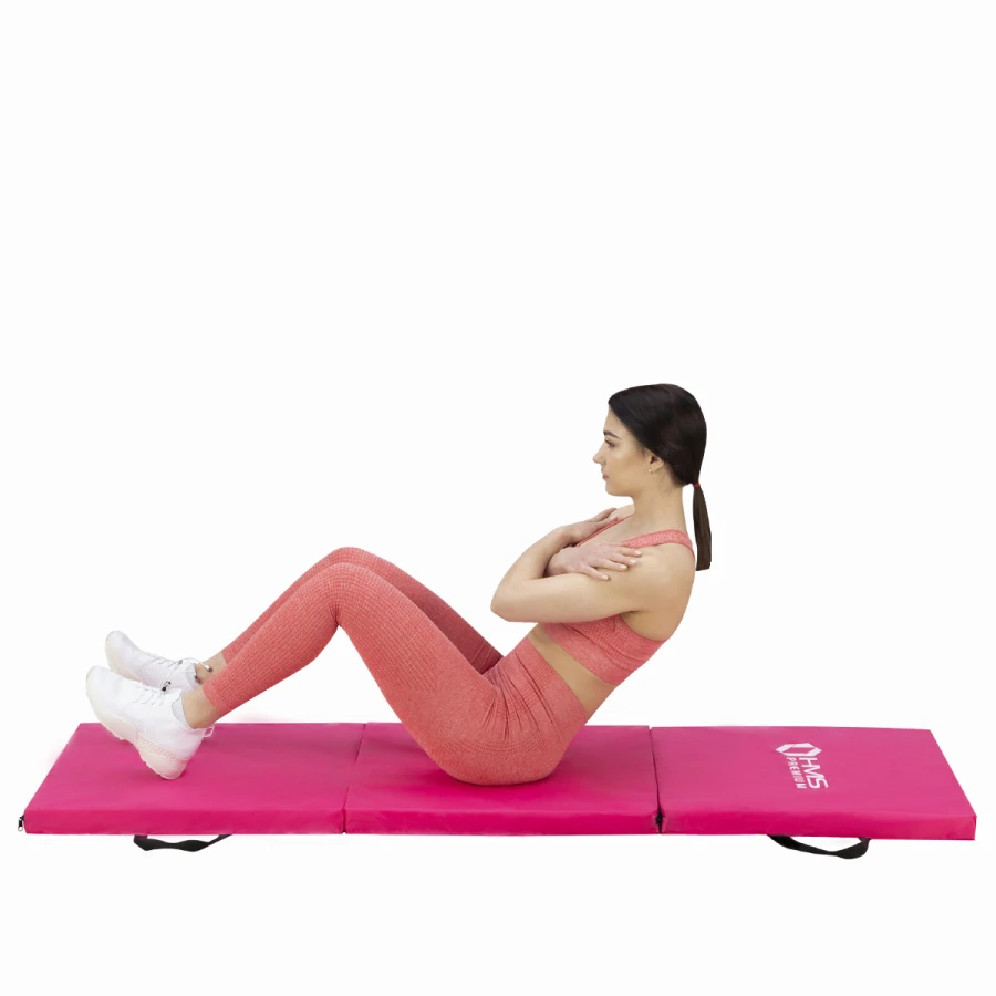 HMS Premium Tapis de Fitness Pliant - rose