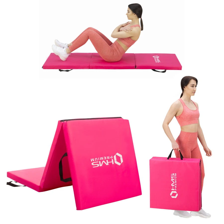 HMS Premium Tapis de Fitness Pliant - rose