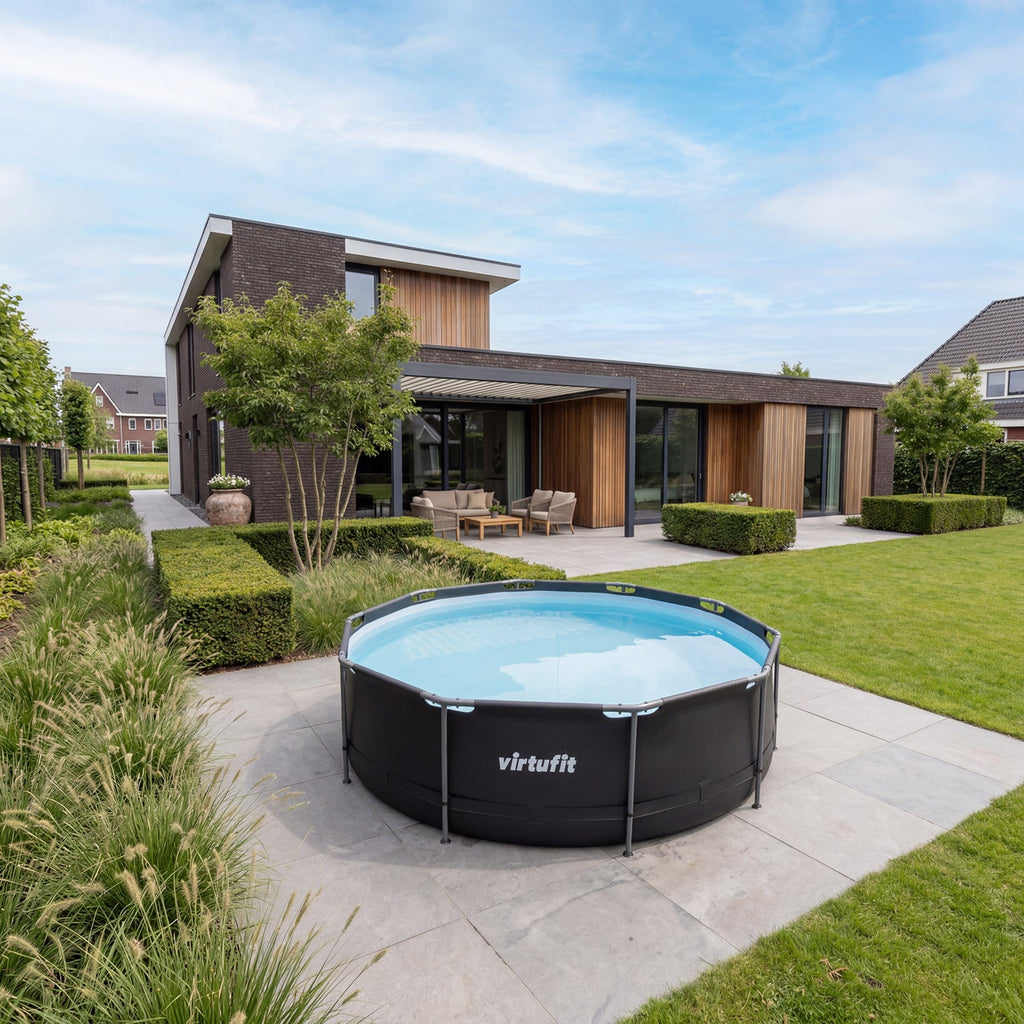 VirtuFit Rond Zwembad - Ø366 x 100 cm - Antraciet - Inclusief Filterpomp