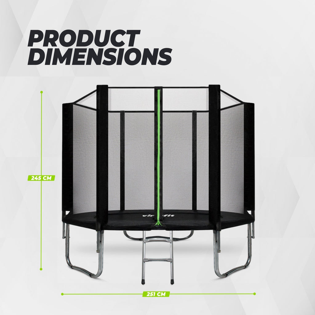Trampoline VirtuFit avec filet de sécurité - Noir - 251 cm