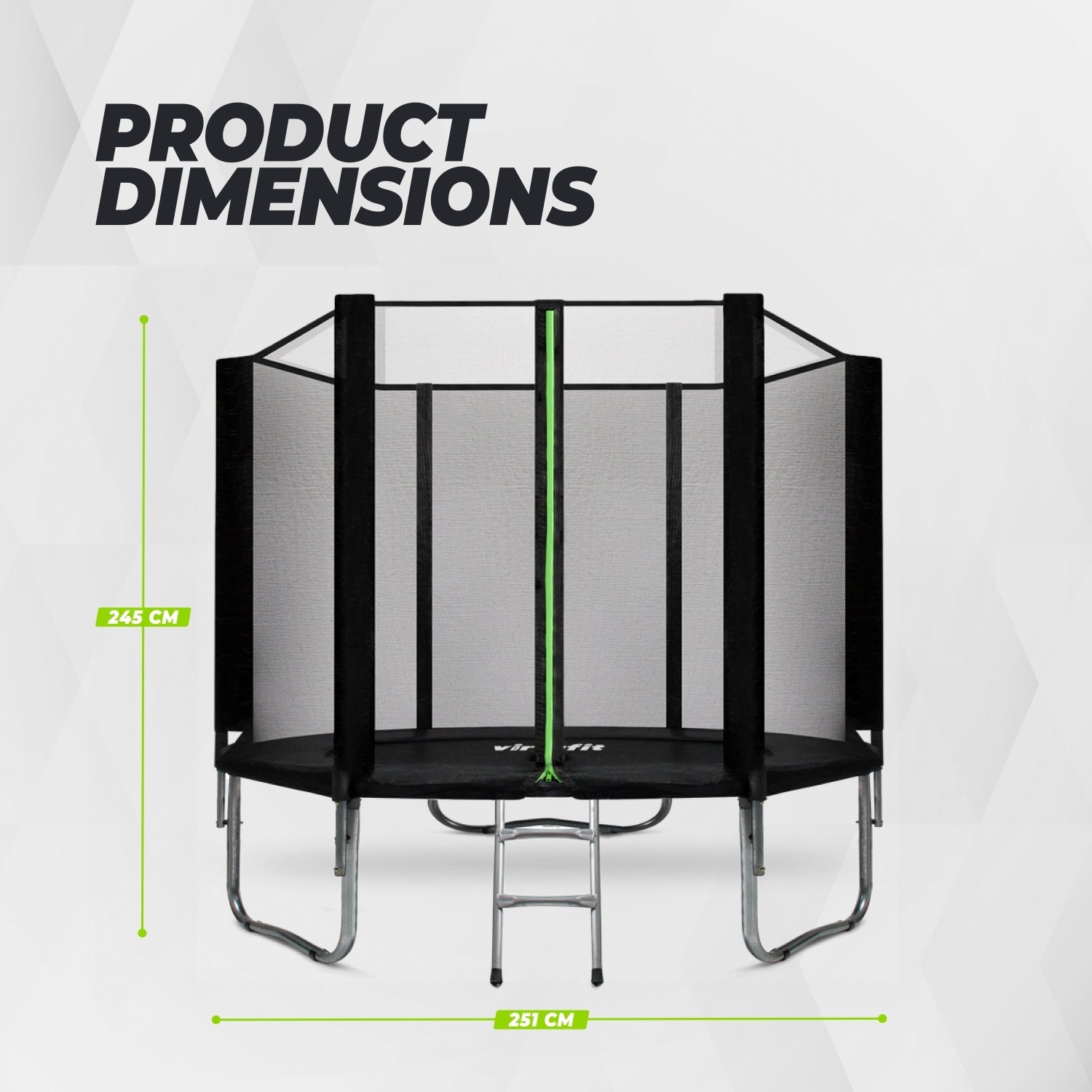 Trampoline VirtuFit avec filet de sécurité - Noir - 251 cm
