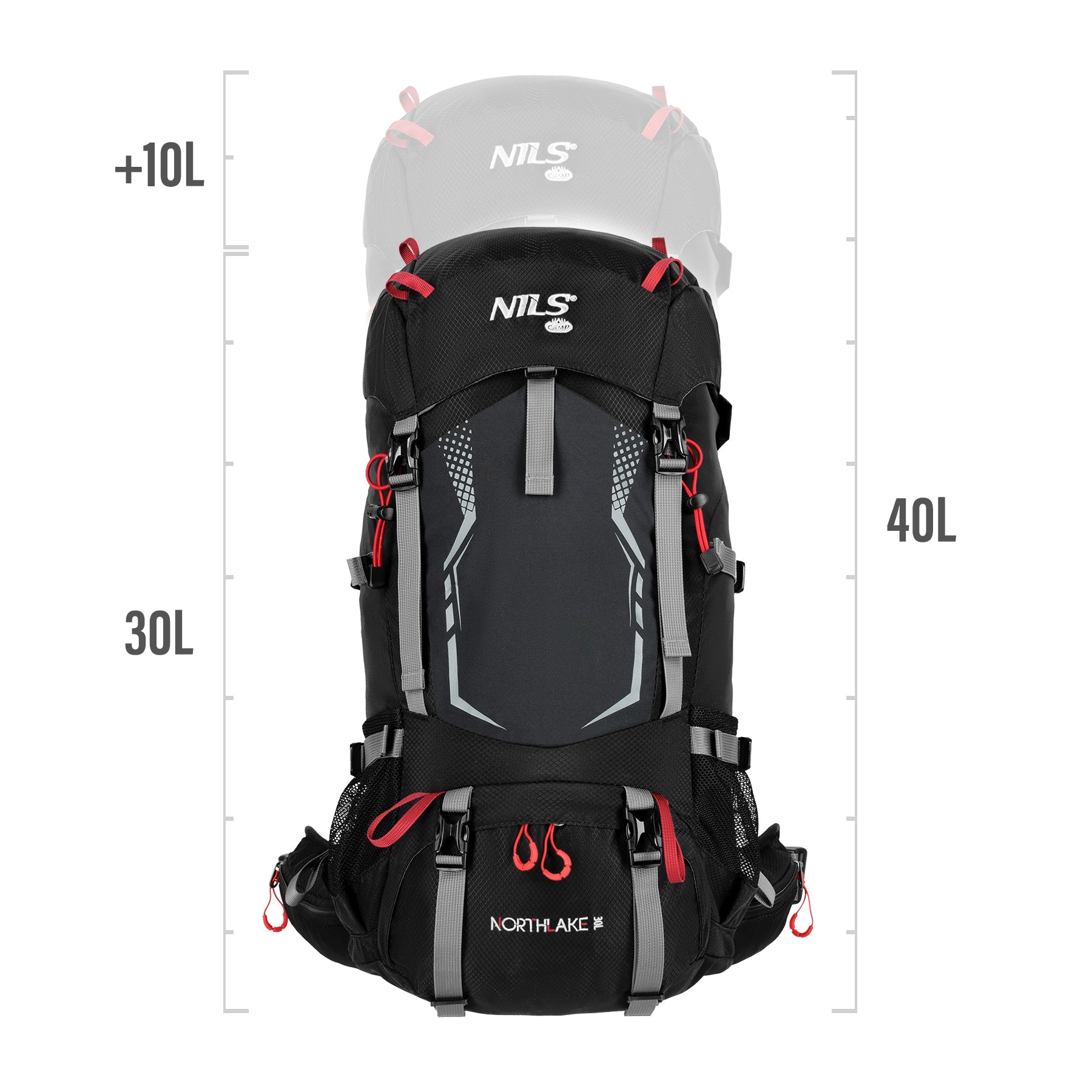 NILS Camp Northlake Rugzak - Zwart - 30L + 10L