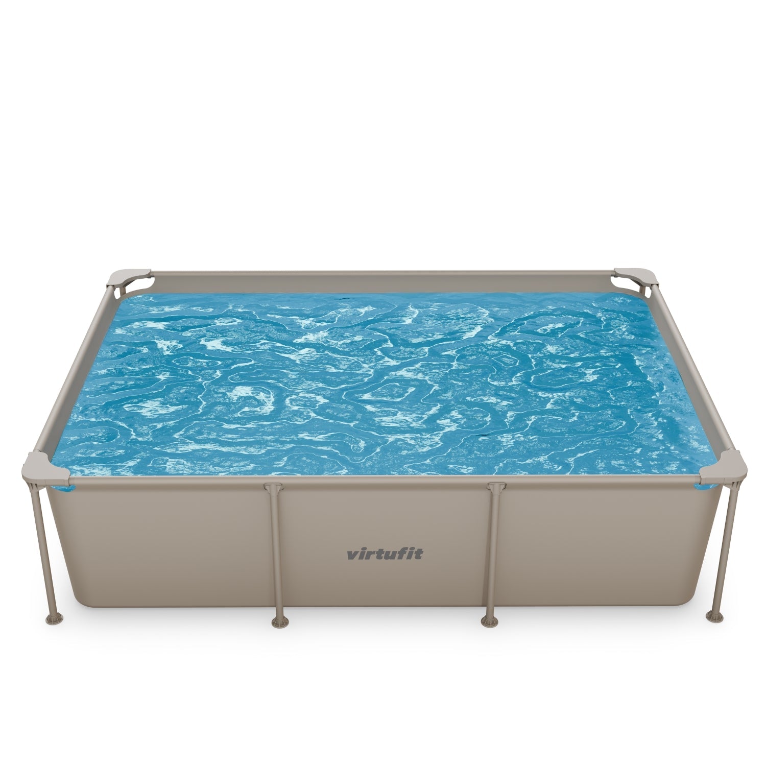 VirtuFit Rechthoekig Zwembad - 260 x 180 x 66 cm - Beige - Inclusief Filterpomp
