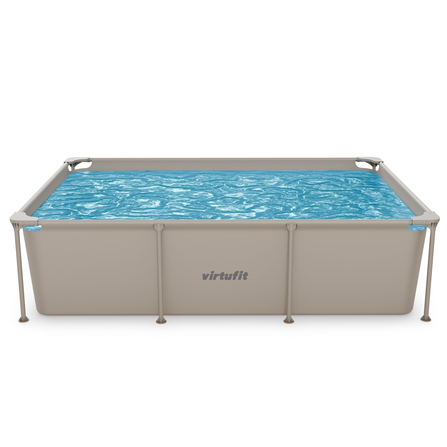 VirtuFit Rechthoekig Zwembad - 260 x 180 x 66 cm - Beige - Inclusief Filterpomp