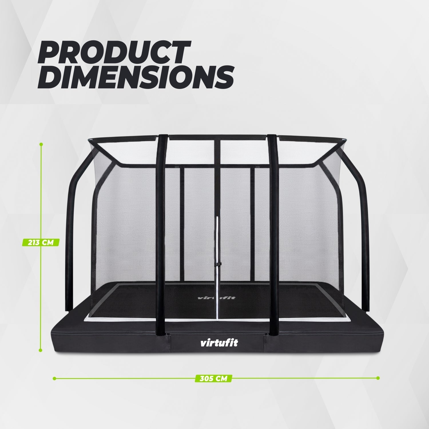 VirtuFit Premium Inground Trampoline avec Filet de Sécurité - Noir - 213 x 305 cm