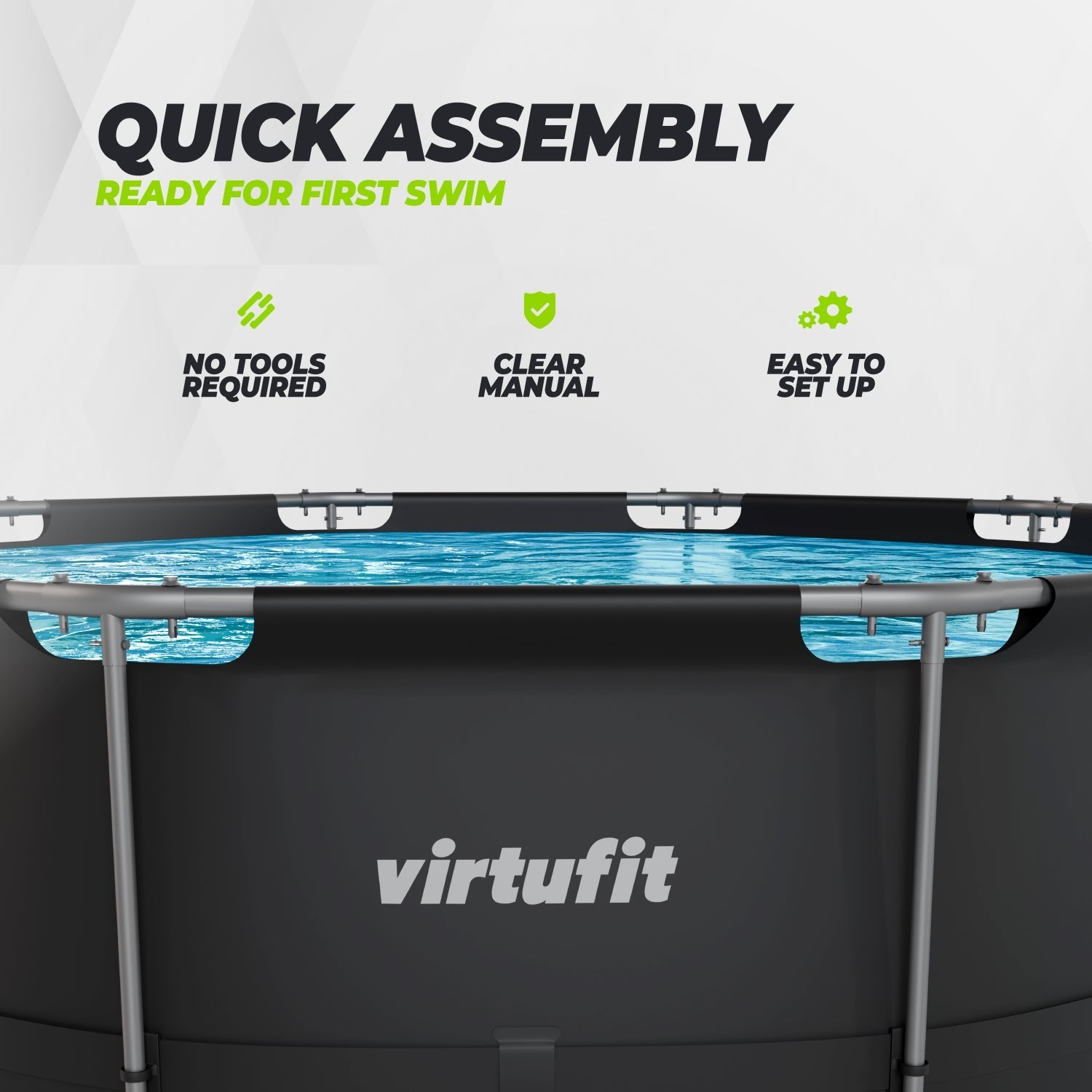 VirtuFit Rond Zwembad - Ø366 x 100 cm - Antraciet