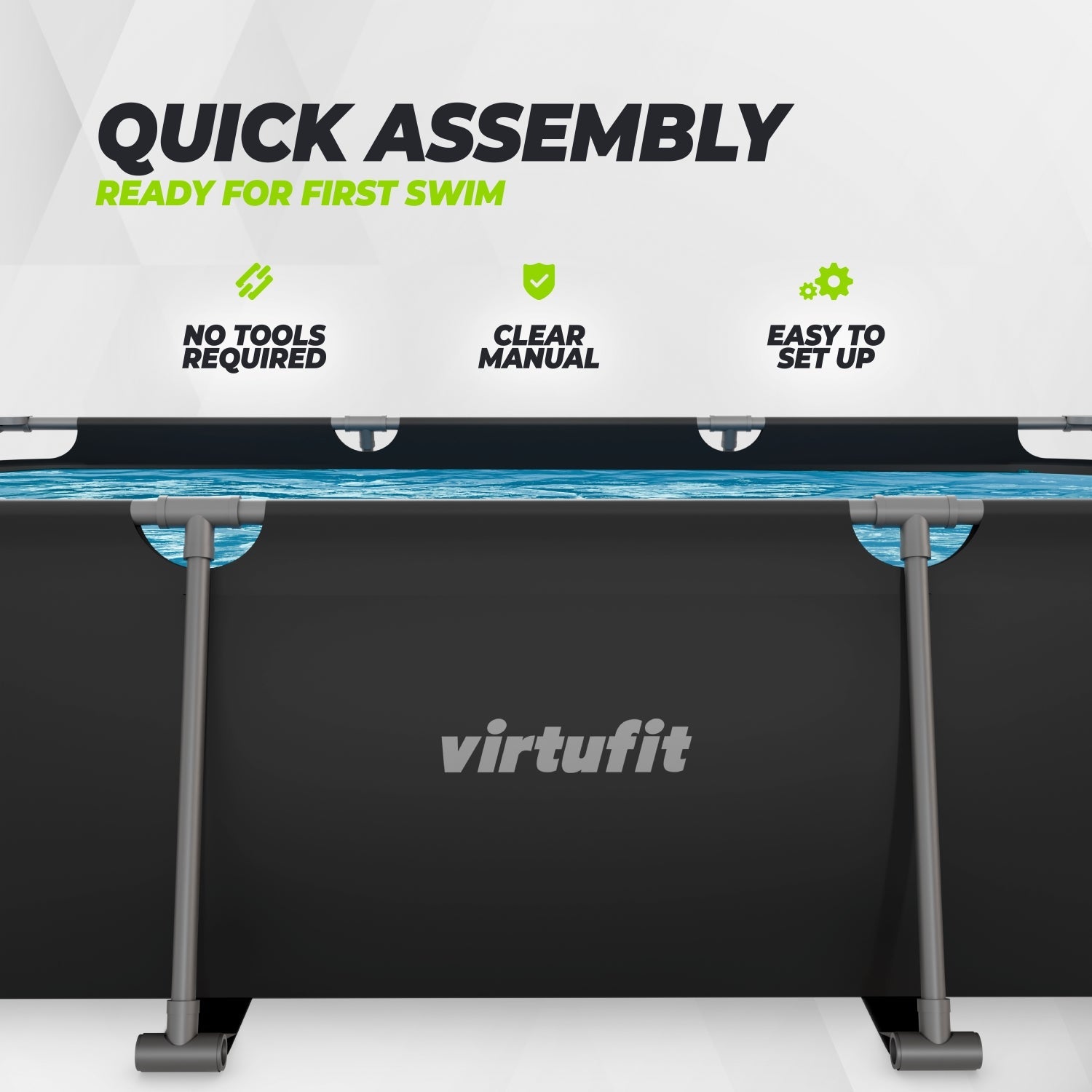 VirtuFit Rechthoekig Zwembad - 300 x 210 x 66 cm - Antraciet