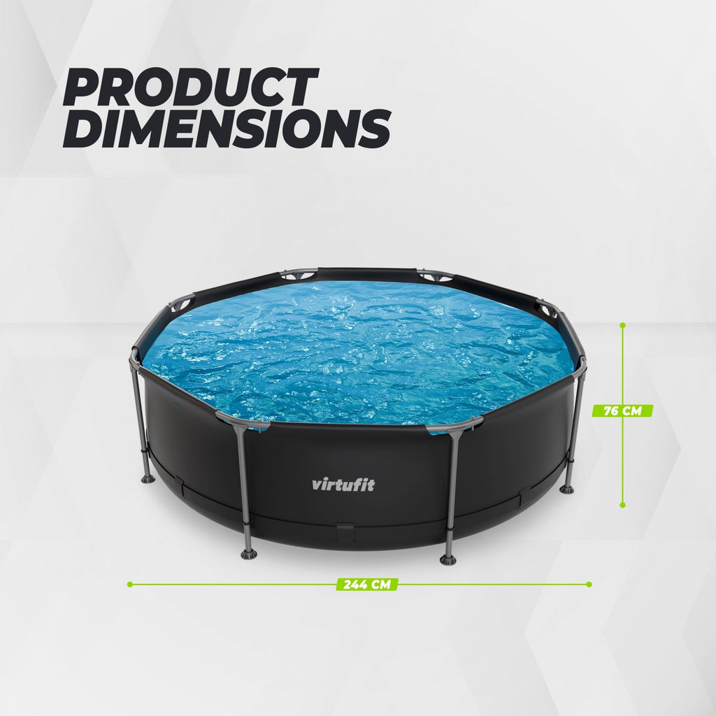VirtuFit Rond Zwembad - Ø244 x 76 cm - Antraciet
