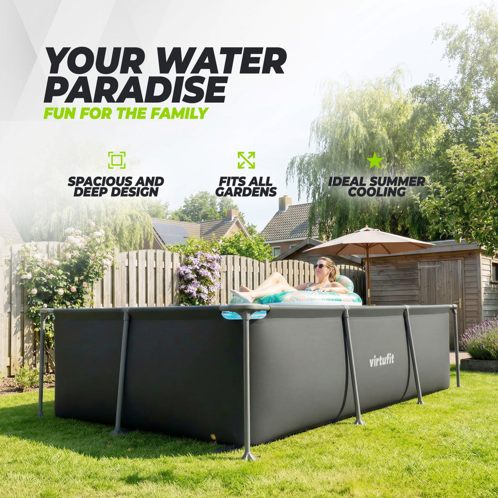 VirtuFit Piscine Rectangulaire - 260 x 180 cm - Avec Pompe De Filtration