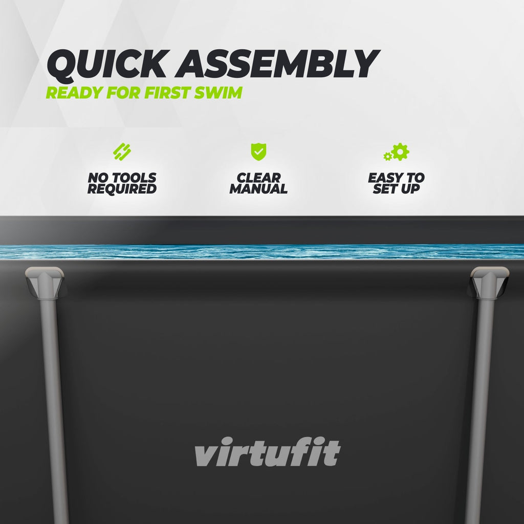 VirtuFit Piscine Rectangulaire - 260 x 180 cm - Avec Pompe De Filtration