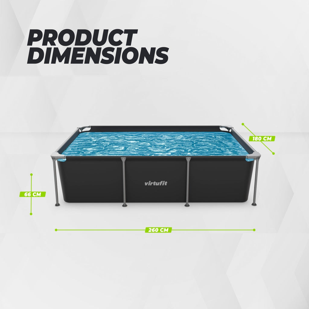 VirtuFit Piscine Rectangulaire - 260 x 180 cm - Avec Pompe De Filtration