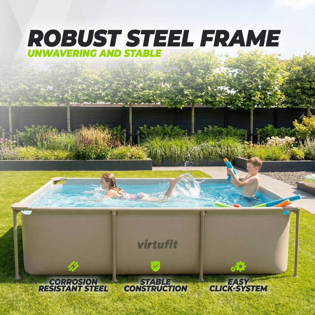Piscine Rectangulaire VirtuFit - 260 x 180 x 66 cm - Beige - Pompe de filtration incluse