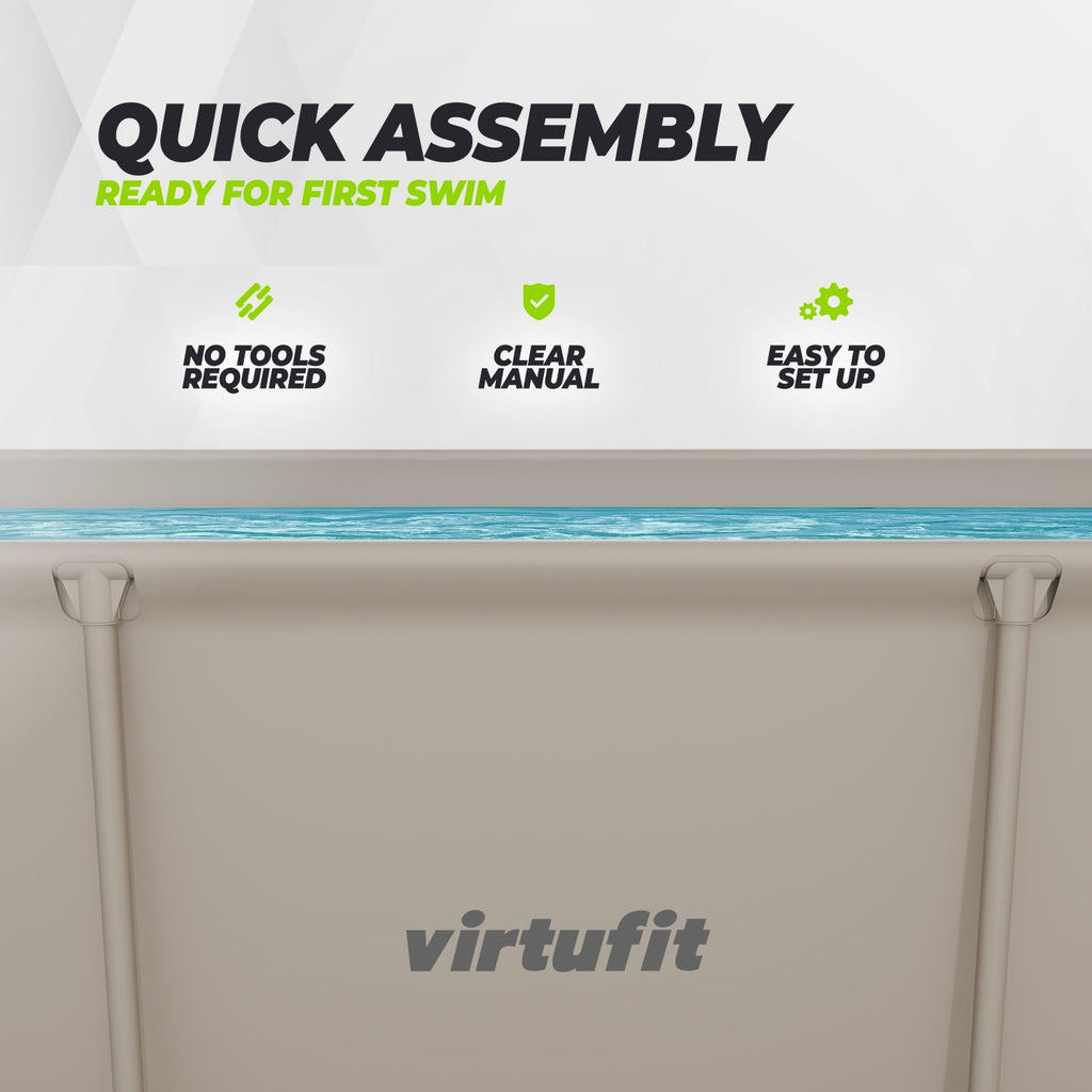 Piscine Rectangulaire VirtuFit - 260 x 180 x 66 cm - Beige - Pompe de filtration incluse