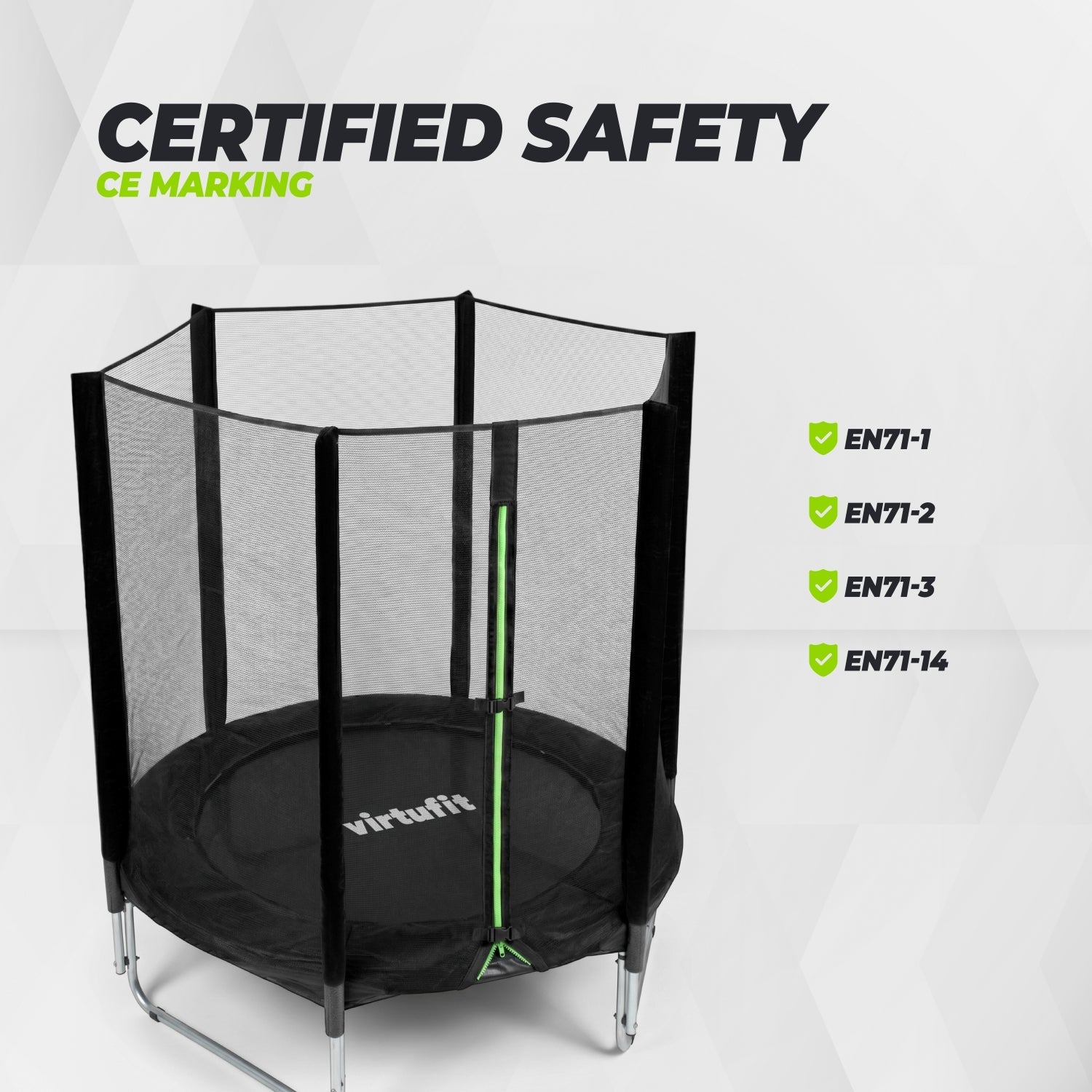 Trampoline pour enfants VirtuFit avec filet de sécurité - Noir - 140 cm