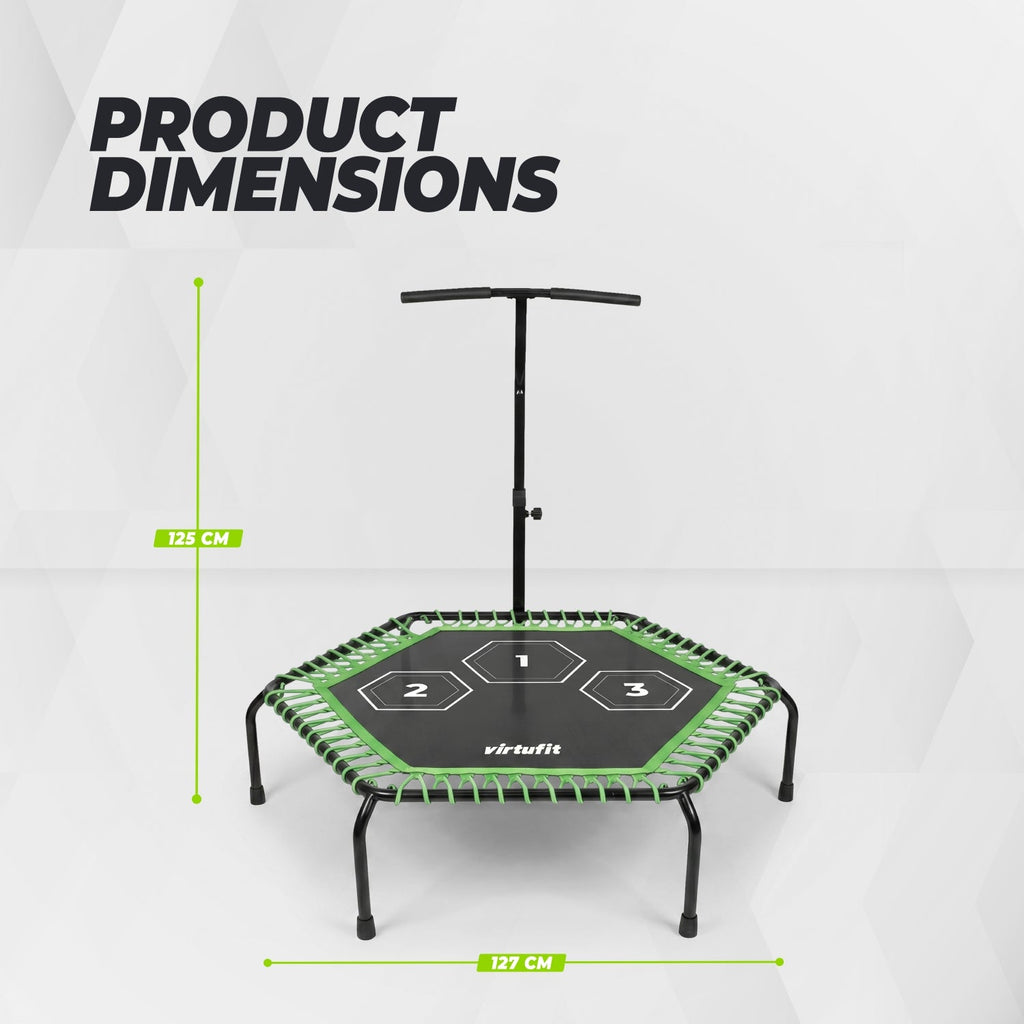 VirtuFit Fitness Trampoline Pro avec poignée - Noir - Hauteur réglable - 127 cm tapis de saut