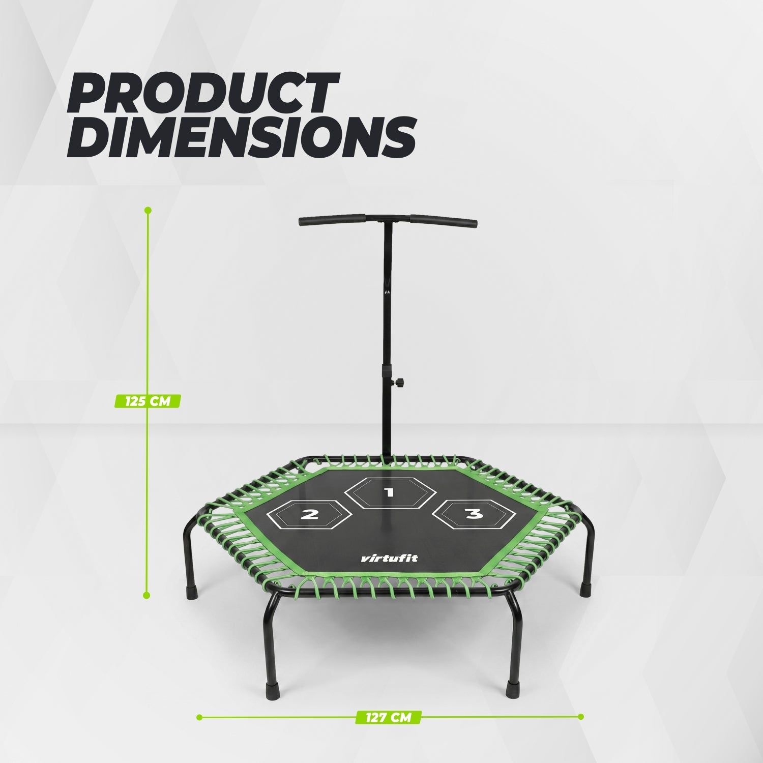 VirtuFit Fitness Trampoline Pro avec poignée - Noir - Hauteur réglable - 127 cm tapis de saut