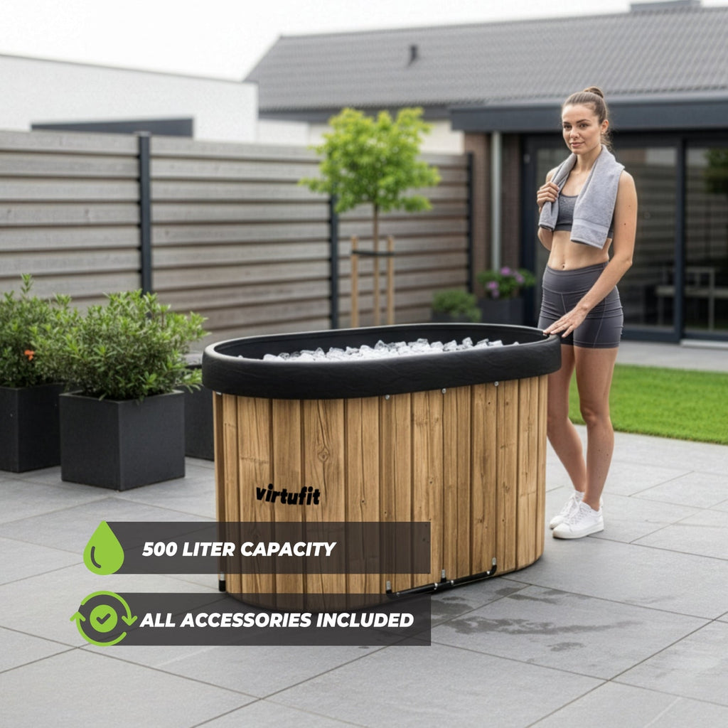 VirtuFit IJsbad Ovaal - Wood Look - 500 Liter - Inclusief accessoires - Tweedekans