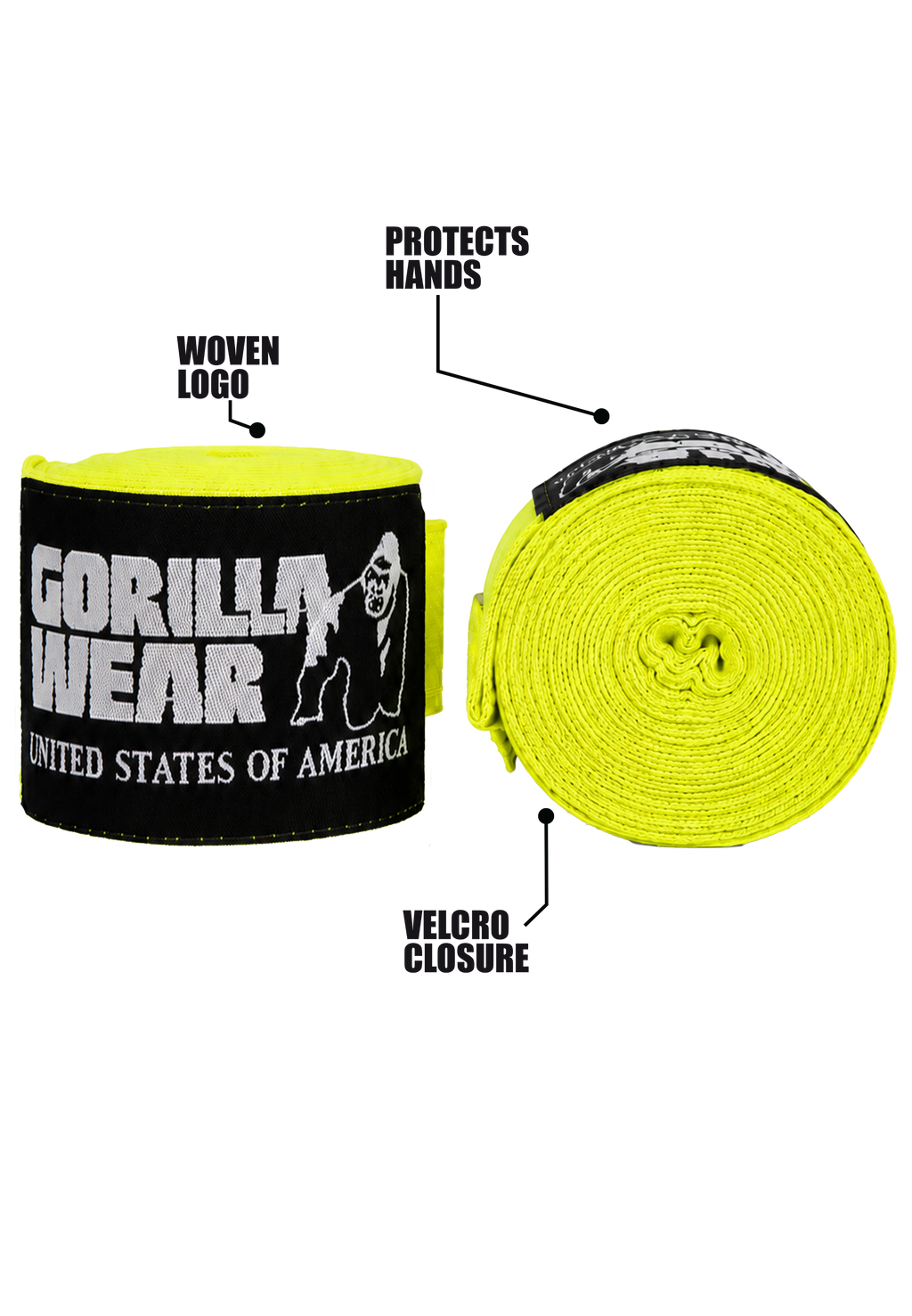 Gorilla Wear Boxing Hand Wraps - Yellow