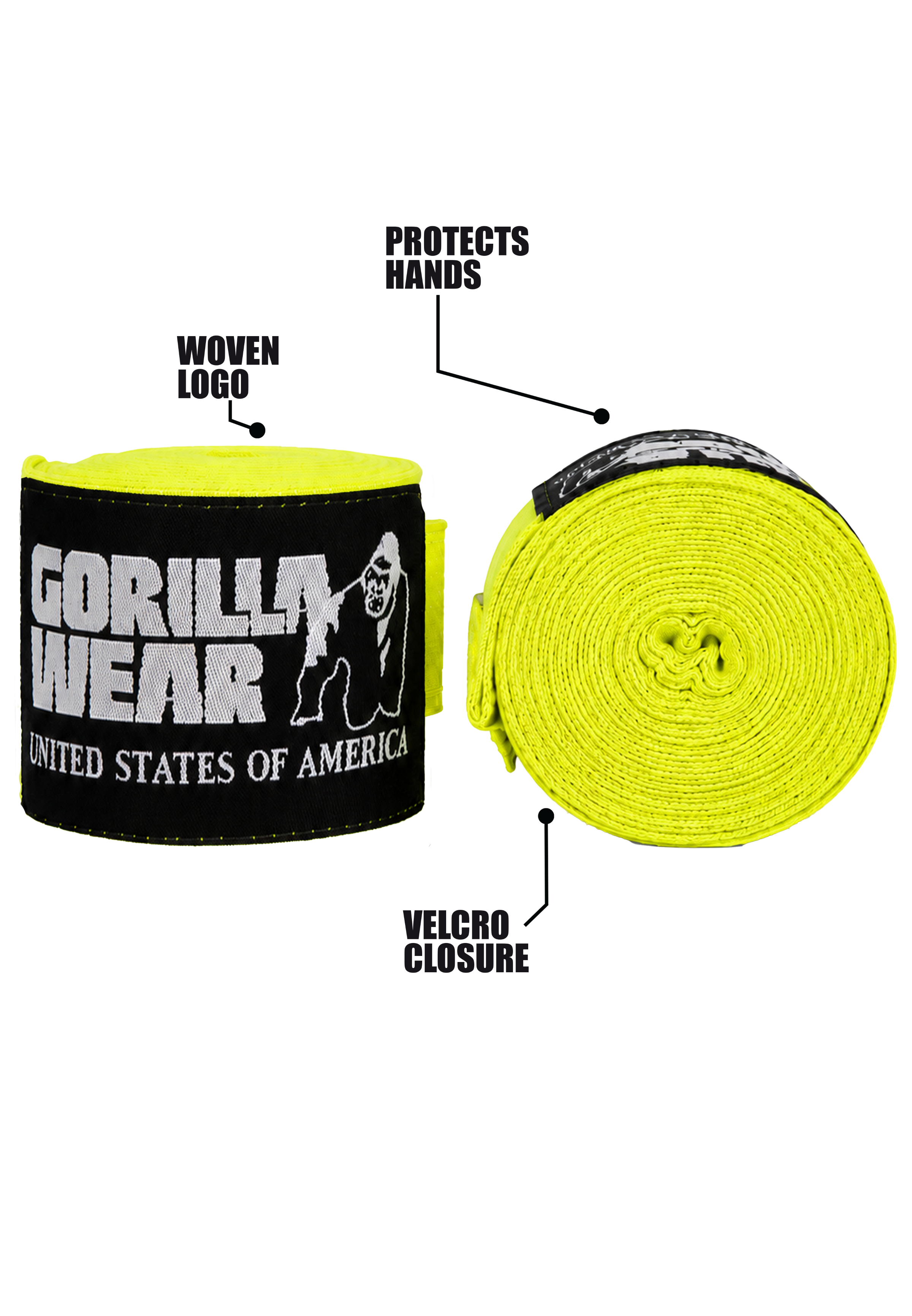 Gorilla Wear Boxing Hand Wraps - Yellow