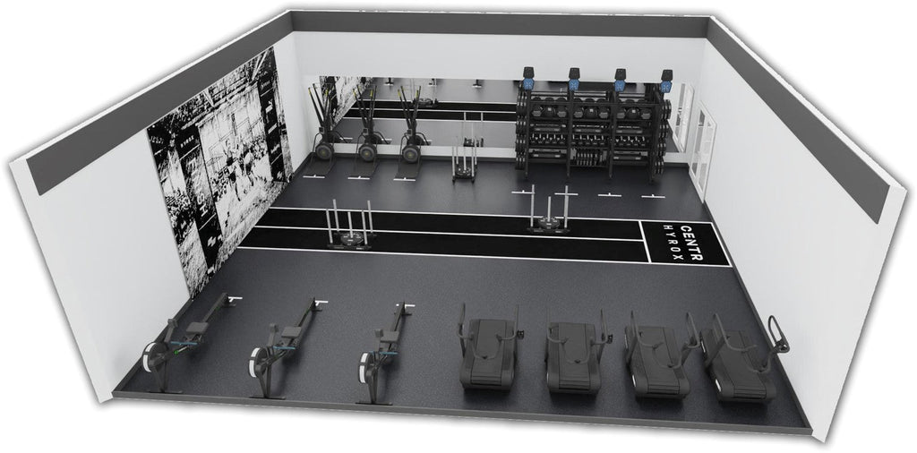 Centr x HYROX Perform Turf -  2 pistes avec zones d'arrivée - avec logo