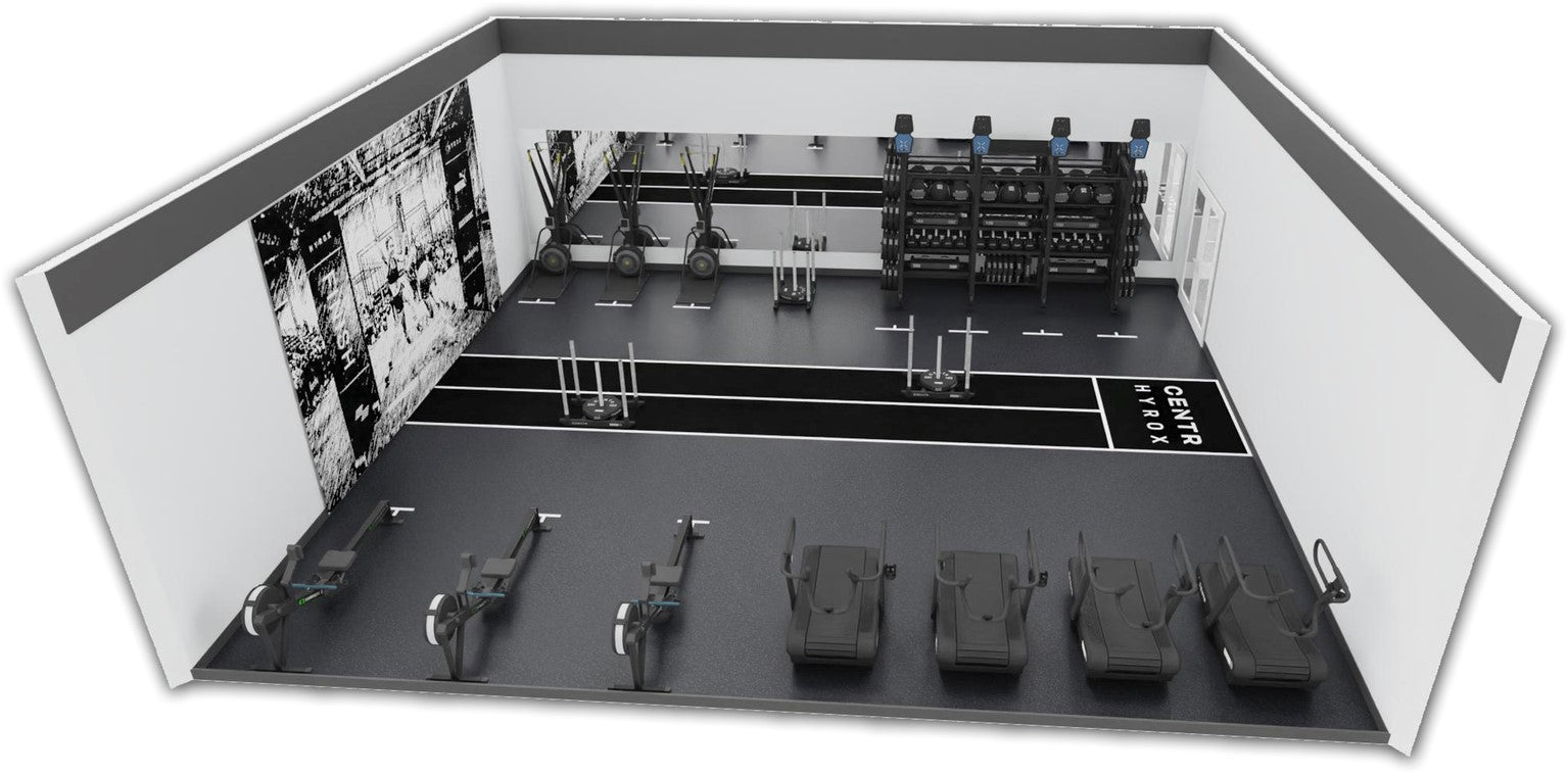 Centr x HYROX Perform Turf -  2 pistes avec zones d'arrivée - avec logo