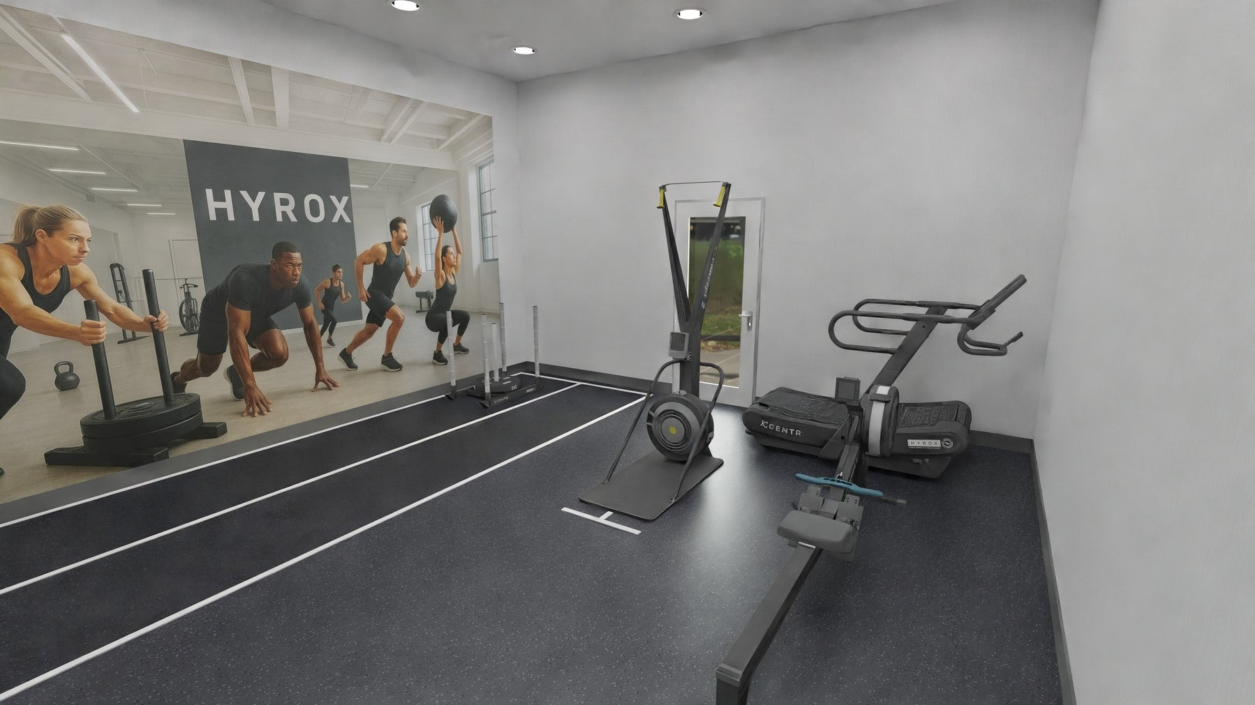Centr x HYROX Perform Turf - 2 pistes avec zones d'arrivée - sans logo